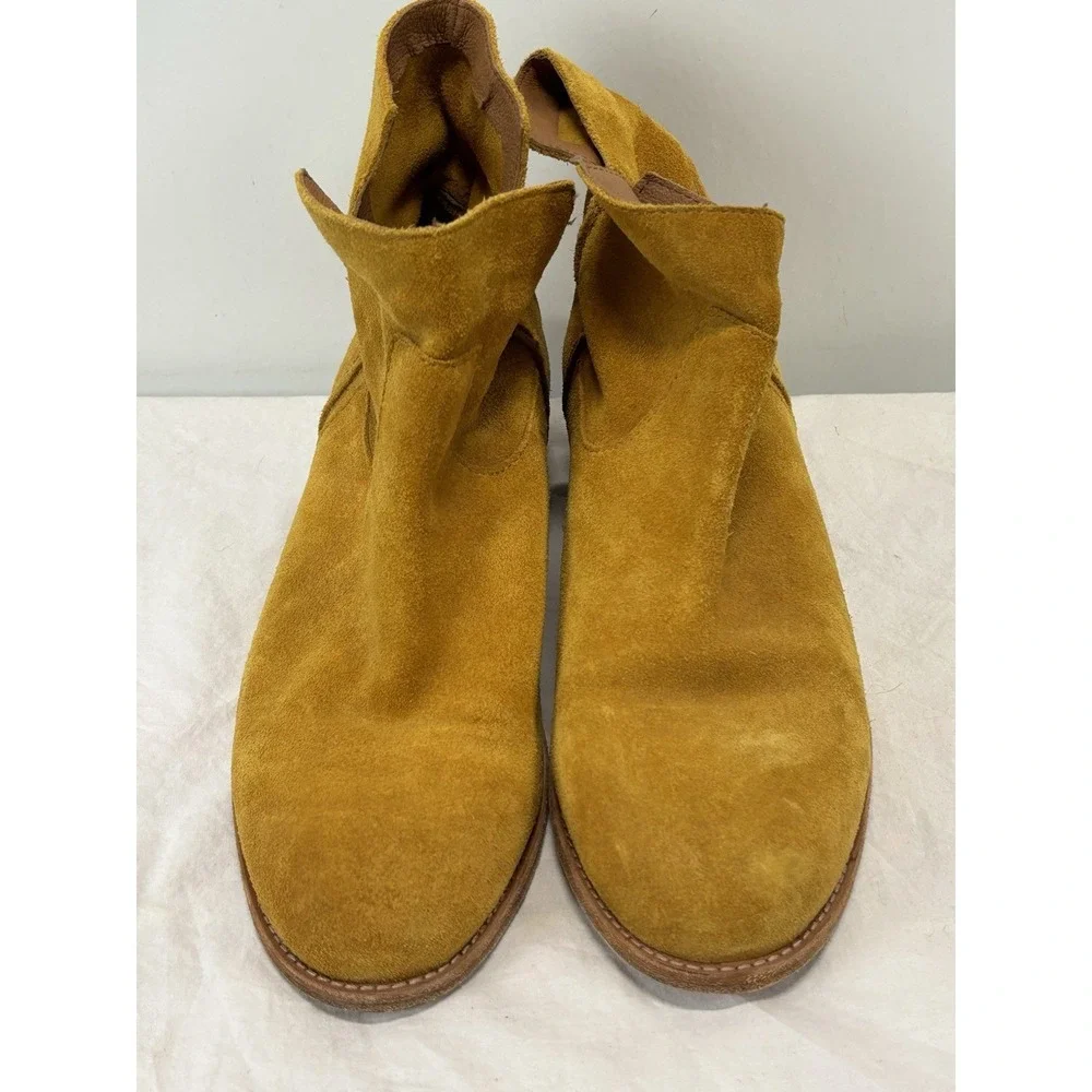 Frye Melissa Suede Slouch Ankle Booties Women's 10 B Mustard Yellow Western Boho